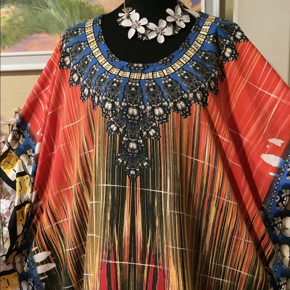 🌻NWT WINLAR MULTICOLOR COVERUP/CAFTAN DRESS - Picture 10 of 12